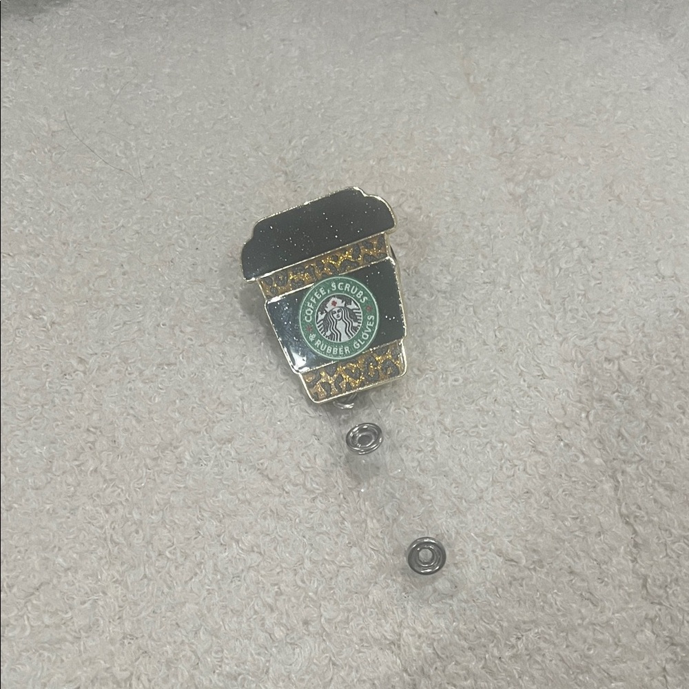 Starbucks Green and Gold Coffee Cup Pin